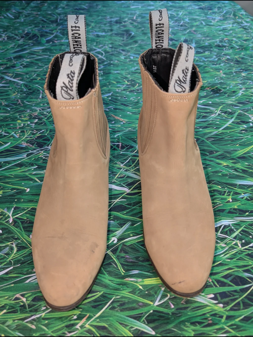 El Canelo men's charro short Chelsea Ankle Boots Genuine Leather Camel 10.5